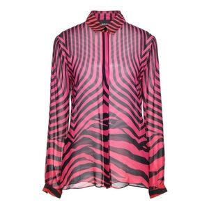 Just Cavalli Semi-Sheer Zebra Print Shirt Blouse